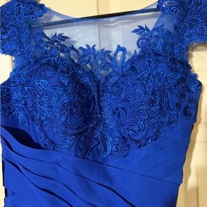 Royal Blue Embroidered Evening Gown